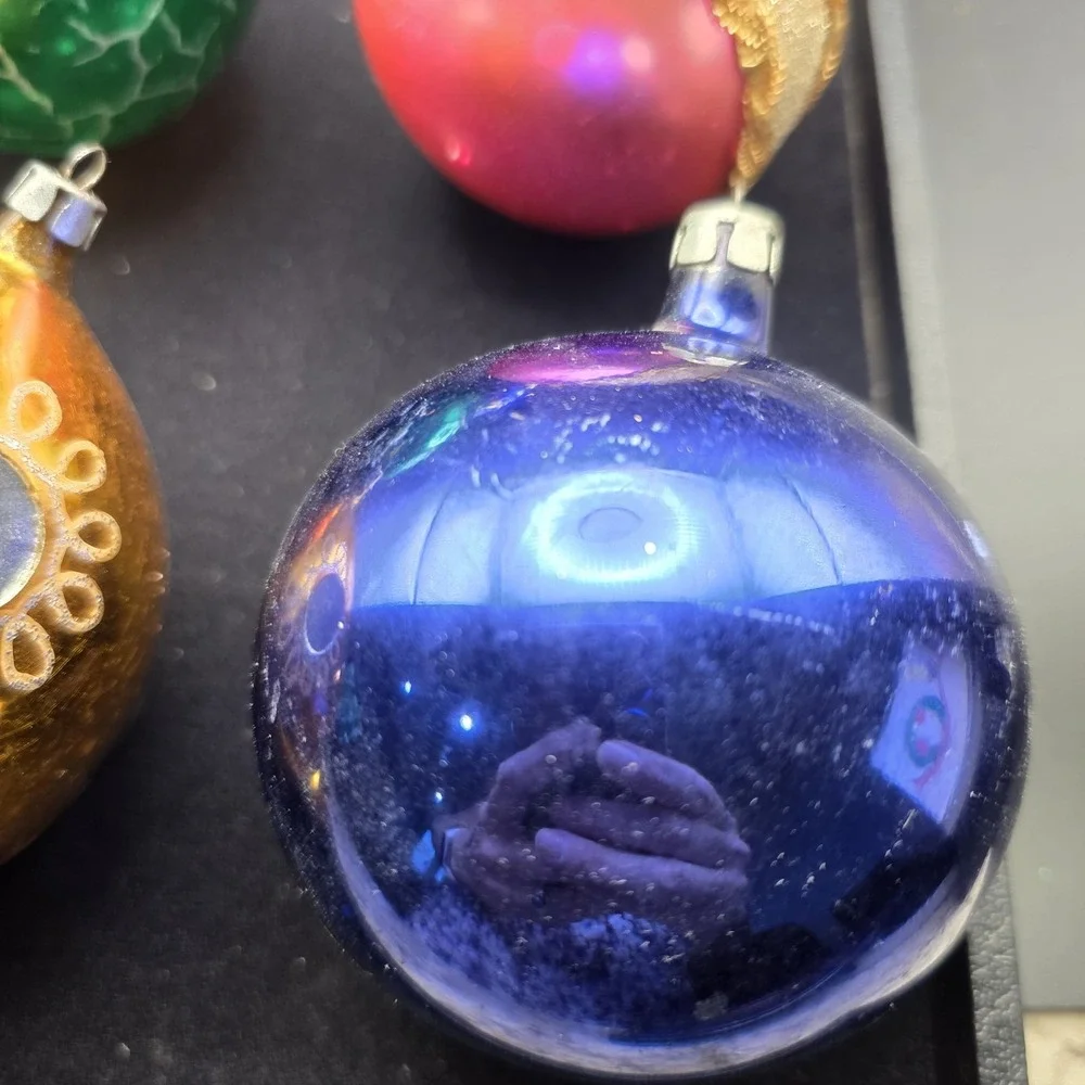 Mixed Lot Of 6 Large Vintage Glass Ornaments‎ 3.5